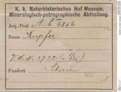 Etiketten zu Kupfer Gediegen (NHMW-MIN-Ab6856)